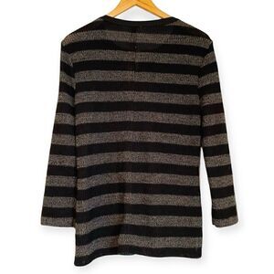 DYLAN Stripe Open Knit Henley Sweater Size Large